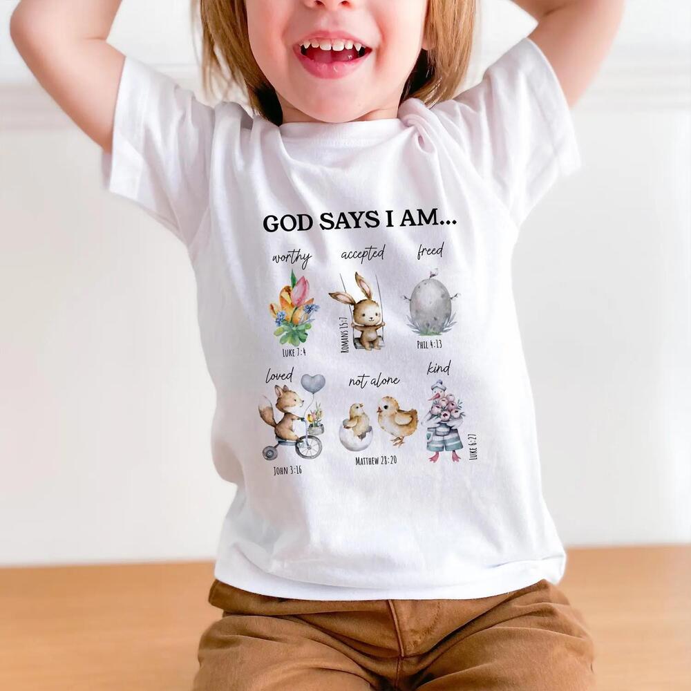 Easter Outfit For Girl Or Boy A? God Says I Am Christian  T Shirt With